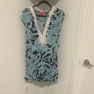 Lilly Pulitzer Blue and Green V-Neck Tunic